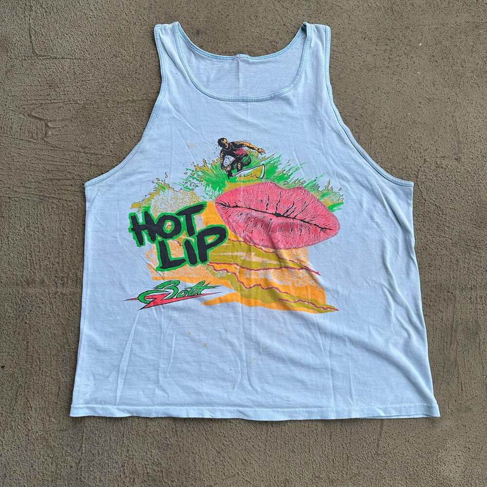 Vintage 1980s Bolt Surf Wear Hot Lip Graphic Tank Top